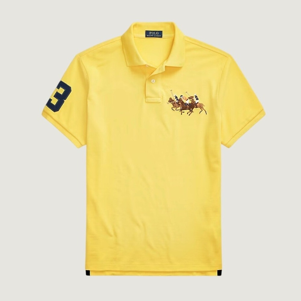 Polo Ralph Lauren Mens 2XLT Yellow Triple Pony Polo Shirt Oasis Yellow NWT